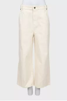 Beige high waist culotte jeans