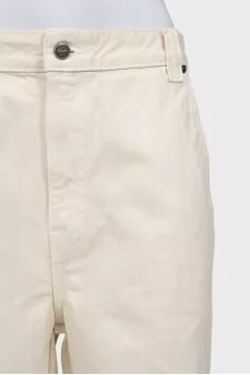 Beige high waist culotte jeans