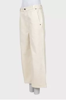 Beige high waist culotte jeans