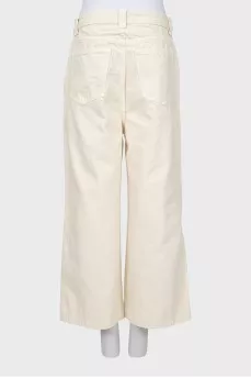 Beige high waist culotte jeans