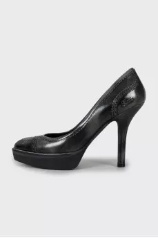 Perforated leather heels