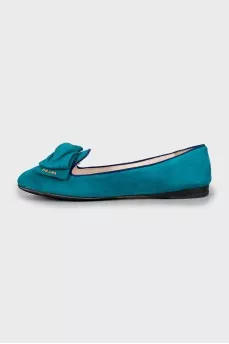 Square toe suede ballerinas
