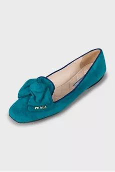 Square toe suede ballerinas