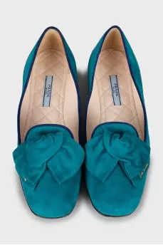 Square toe suede ballerinas