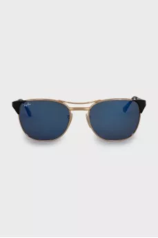 Browline sunglasses with gold frames