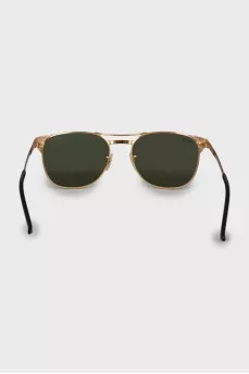 Browline sunglasses with gold frames
