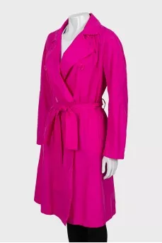 Pink cropped trench coat