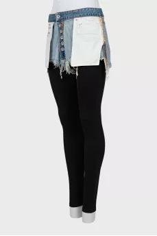 Leggings with denim top and tag