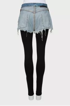 Leggings with denim top and tag