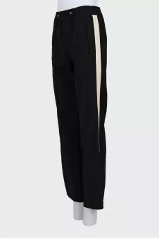 Wool trousers with white stripes