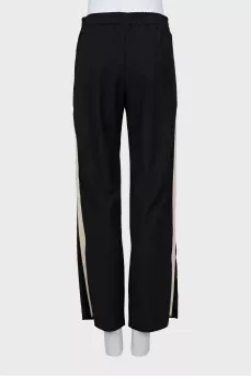 Wool trousers with white stripes