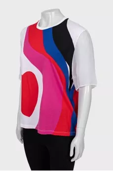 T-shirt with silk sleeves and print