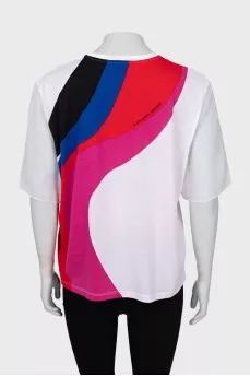 T-shirt with silk sleeves and print