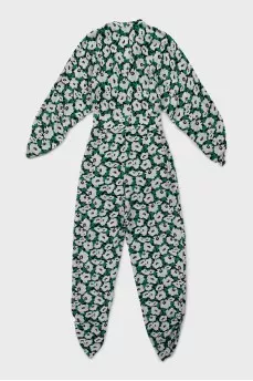 Printed silk jumpsuit