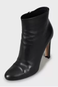 Black leather ankle boots