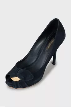 Navy blue suede shoes