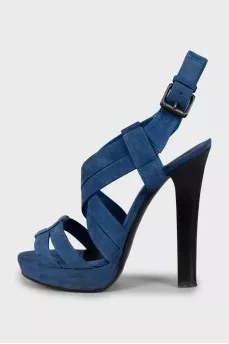 Blue high heel sandals