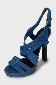 Blue high heel sandals