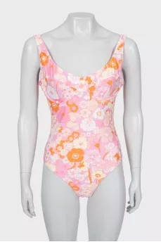Floral one-piece swimsuit with tag