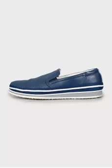 Men's leather moccasins with perforation
