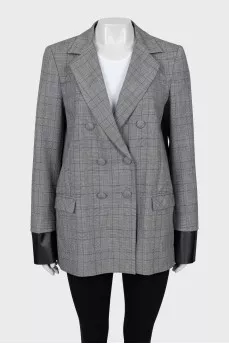 Double-breasted check jacket