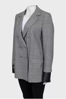 Double-breasted check jacket