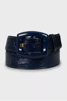 Blue patent leather belt
