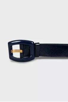 Blue patent leather belt