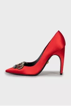 Textile high heel shoes