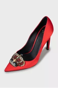 Textile high heel shoes