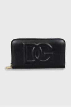 Wallet with embossed logo and tag