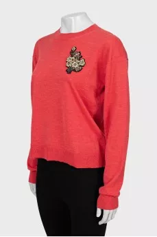 Wool jumper with tie back