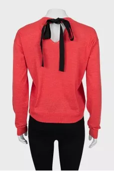 Wool jumper with tie back