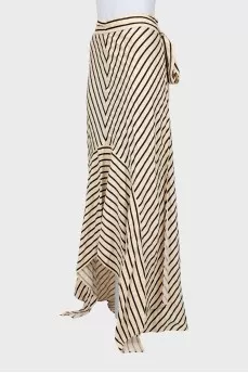 Striped wrap midi skirt