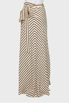 Striped wrap midi skirt