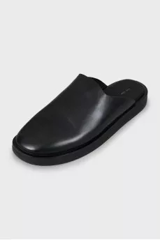 Black leather clogs