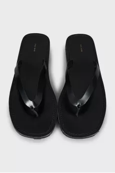 Leather slides with textured soles