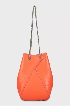 Leather bucket bag with chain