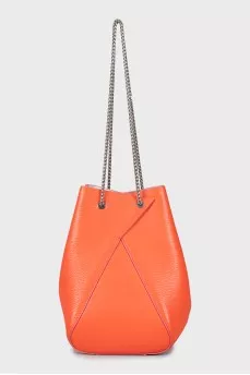 Leather bucket bag with chain