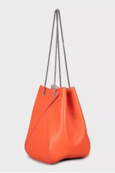 Leather bucket bag with chain