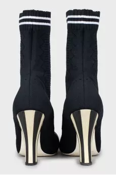 Textile ankle boots with wooden heels