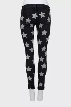 Black skinny fit jeans with print