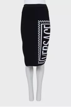 Black printed pencil skirt