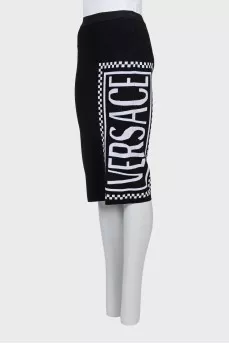 Black printed pencil skirt