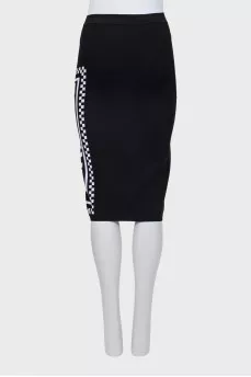 Black printed pencil skirt