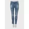 Jeans with stripes and ripped effect