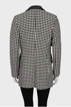 Houndstooth jacket with fringe