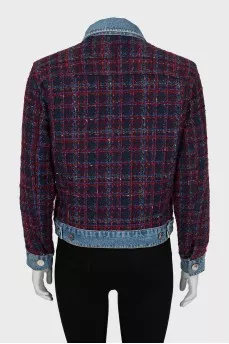 Tweed jacket with denim inserts