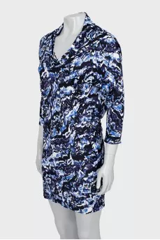 Printed dress with plunging neckline
