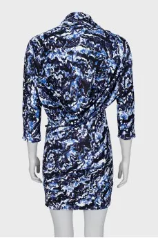 Printed dress with plunging neckline
